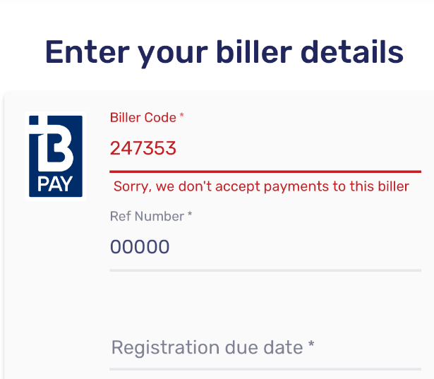 Why aren t my BPAY details working for a Zip Bill Help Centre